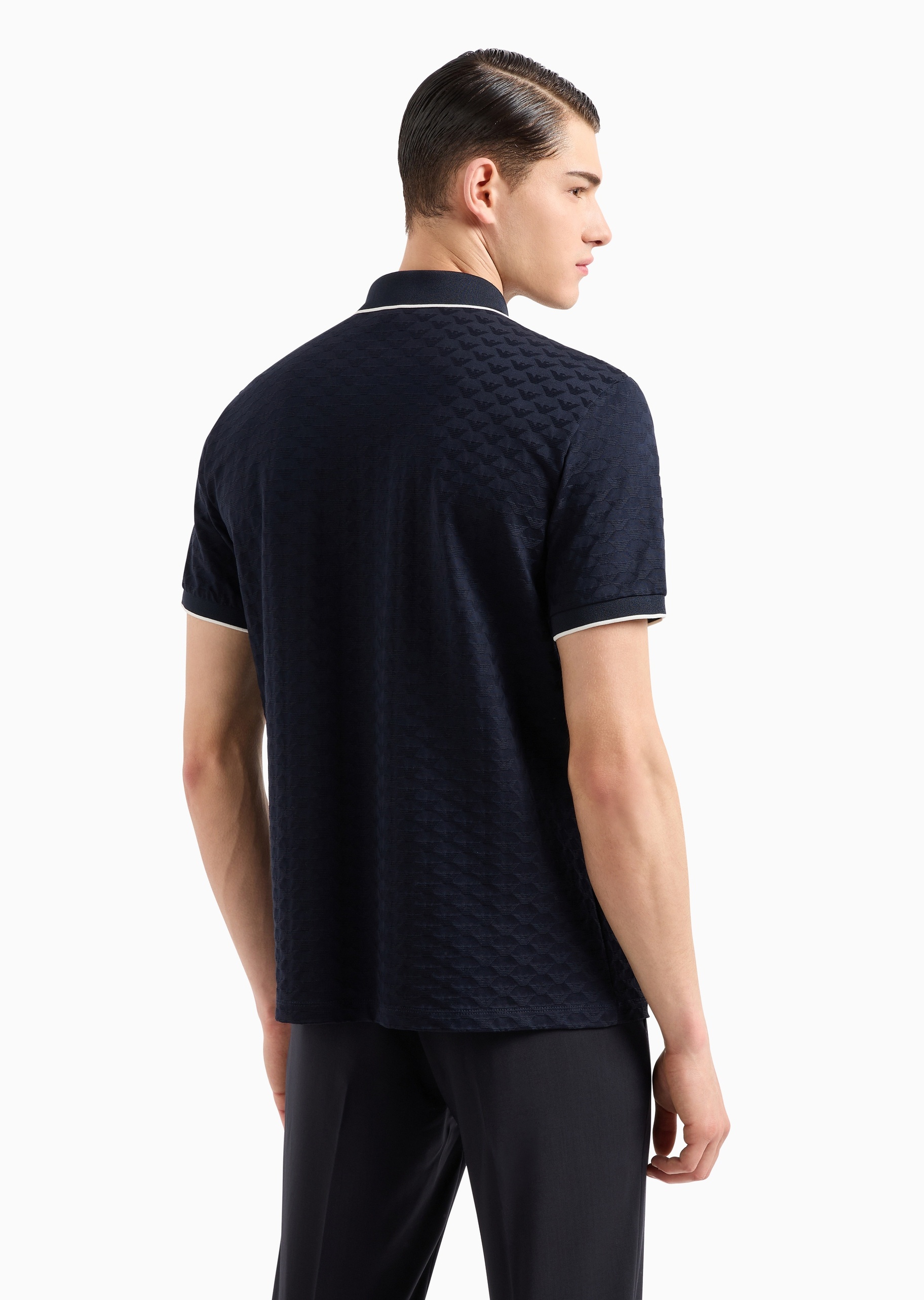 Emporio Armani 男士纯棉合身短袖翻领Polo衫