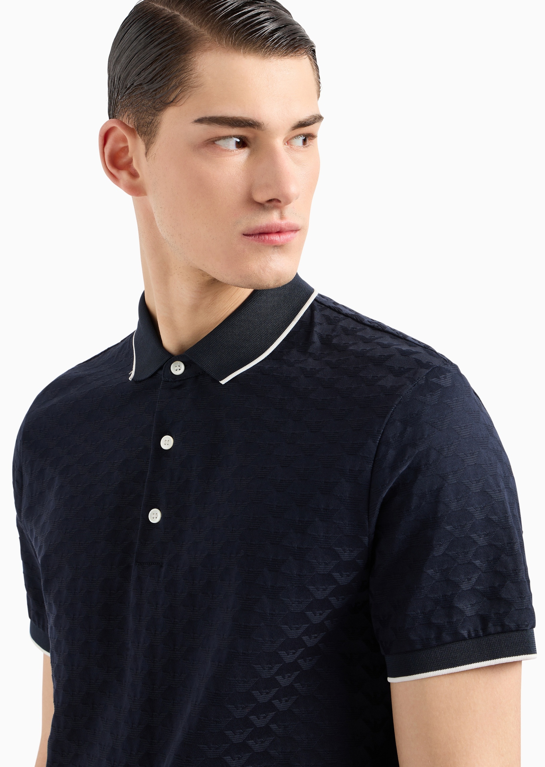 Emporio Armani 男士纯棉合身短袖翻领Polo衫