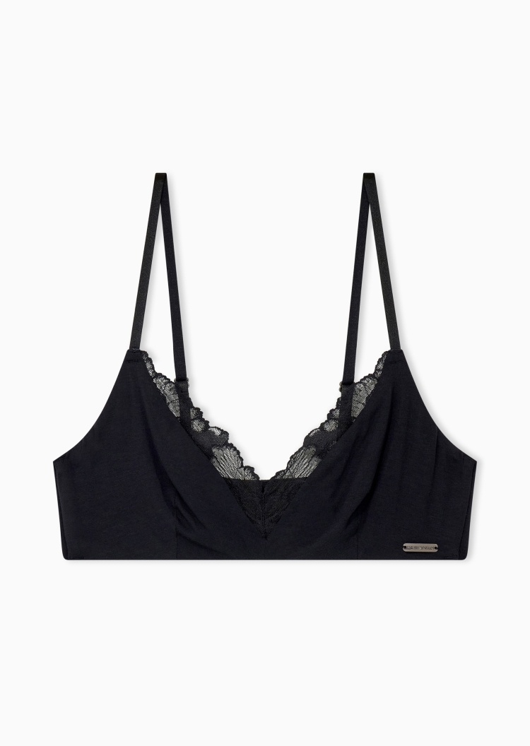 Emporio Armani 女士三角杯可调节细肩带无钢圈蕾丝饰边文胸