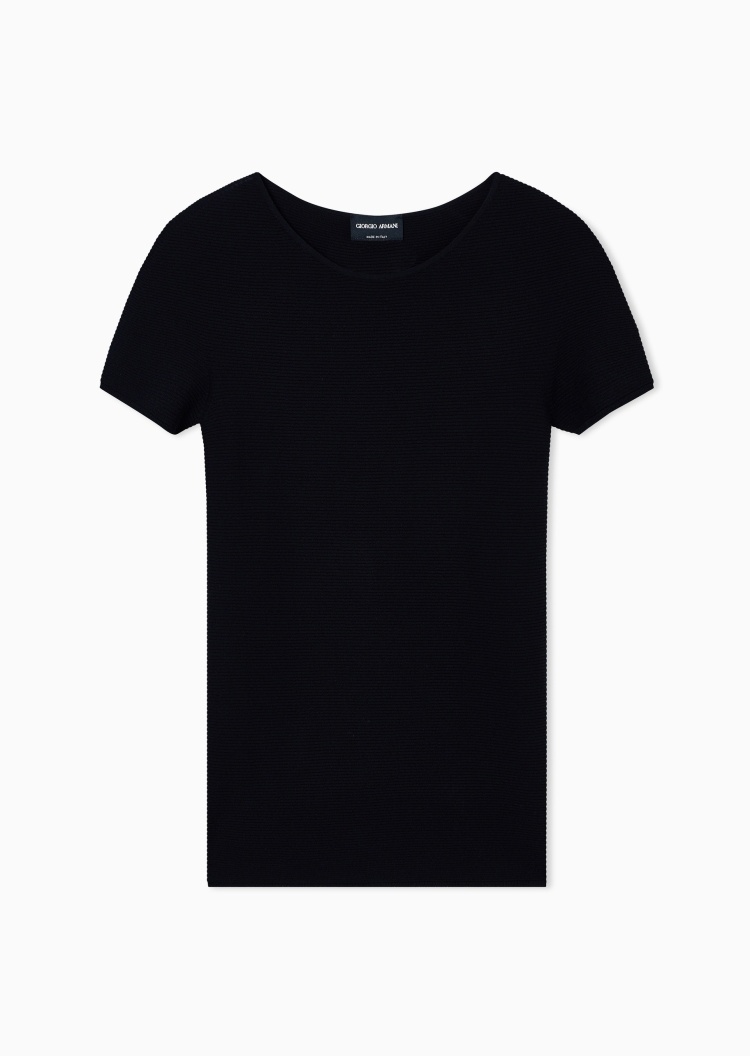 Giorgio Armani 女士圆领修身商务通勤短袖套头针织衫T恤