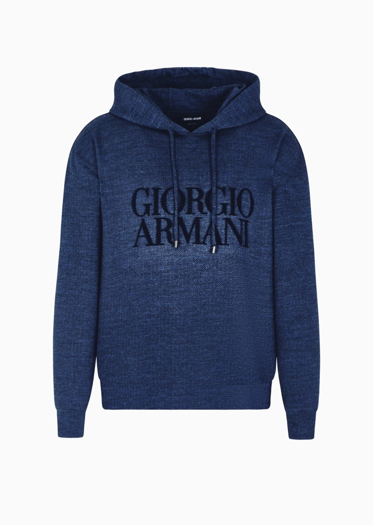 Giorgio Armani 男士宽松落肩休闲运动风连帽套头卫衣
