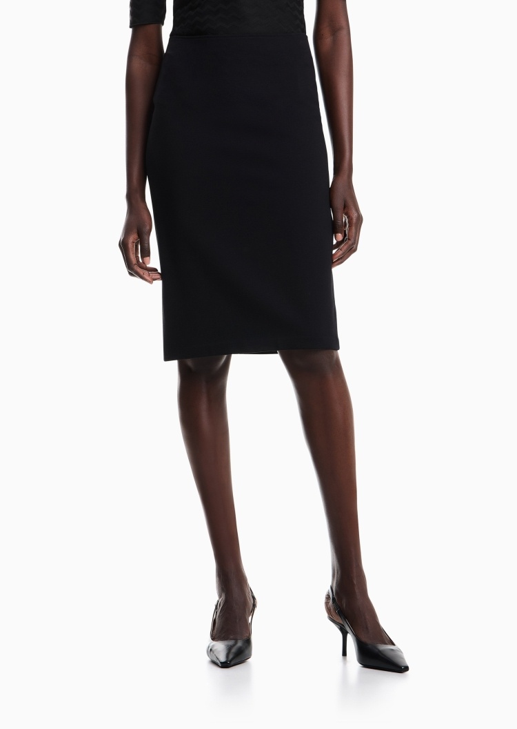 Emporio Armani 女士微弹合身短款铅笔纯色半身裙