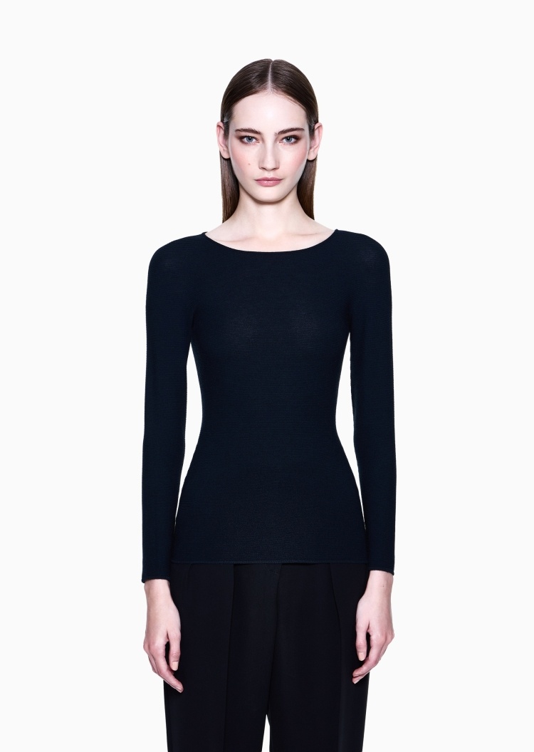 Giorgio Armani 女士圆领修身商务休闲通勤老钱风套头针织衫