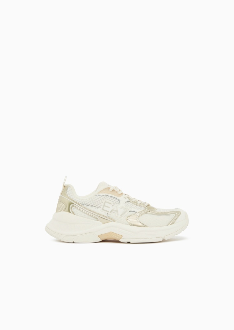 EA7 男女同款系带低帮老爹网面拼接运动鞋