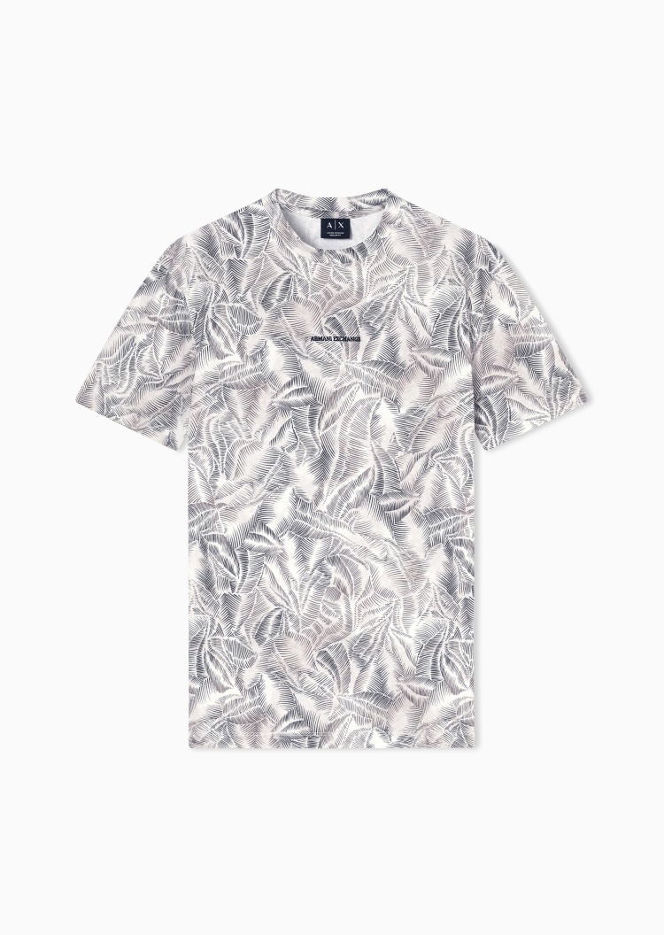 ARMANI EXCHANGE 男士纯棉合身短袖圆领正肩印花复古美式T恤