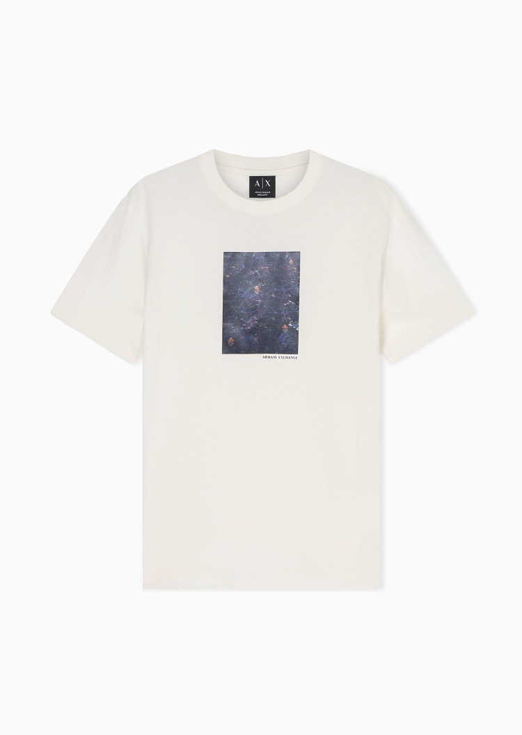 ARMANI EXCHANGE 男士纯棉合身短袖圆领印花复古T恤