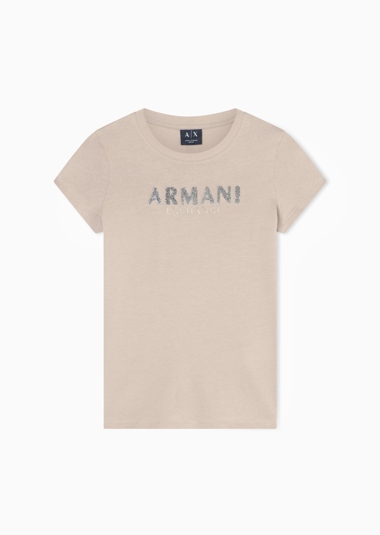 ARMANI EXCHANGE 女士纯棉轻薄修身短袖圆领正肩亮片T恤