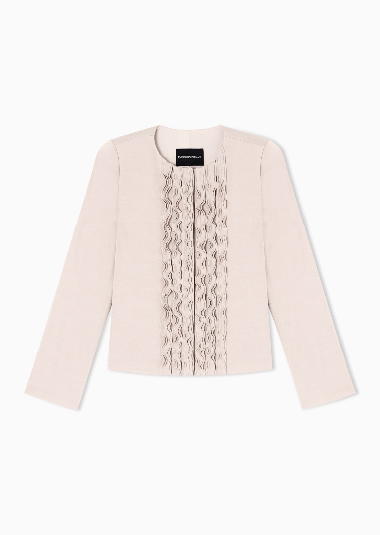 Emporio Armani 女士长袖圆领波浪褶皱休闲西装外套
