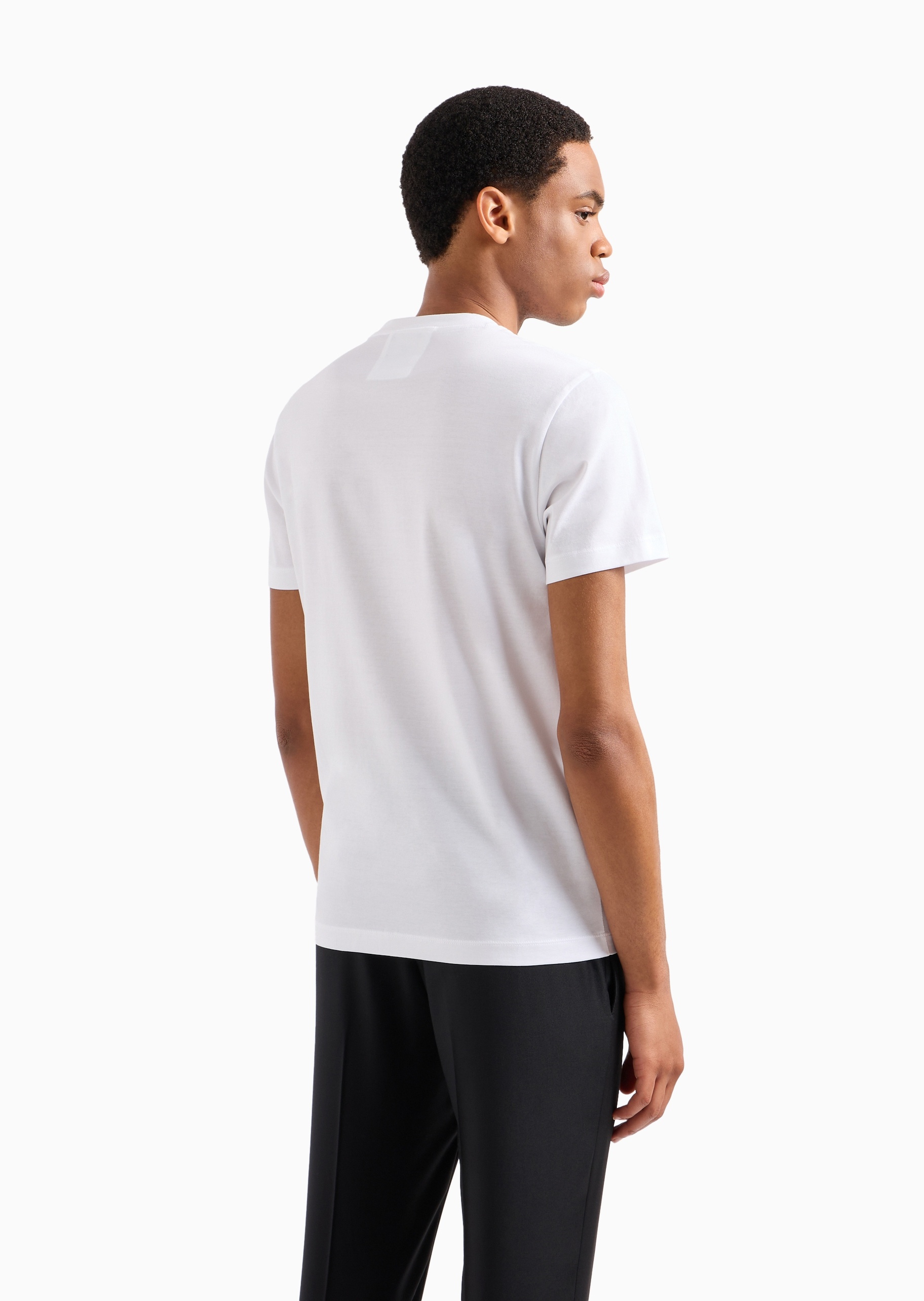 Emporio Armani 男士全棉合身短袖圆领提花纯色T恤