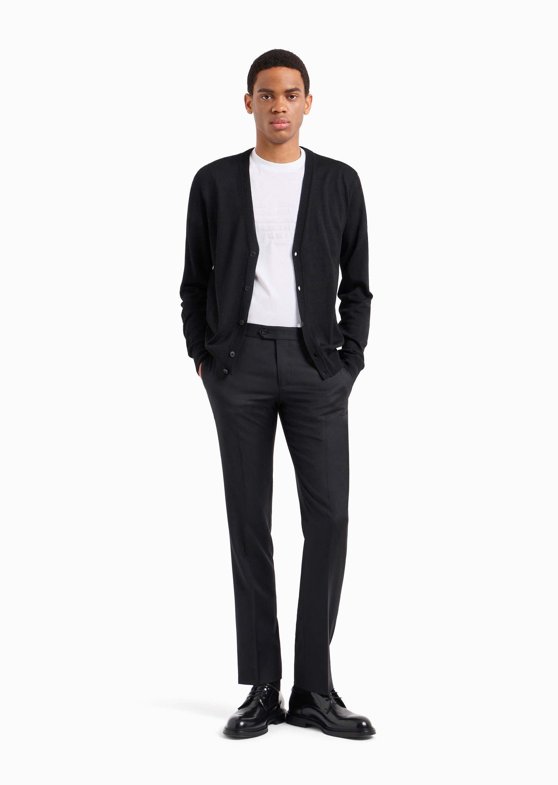 Emporio Armani 男士全棉合身短袖圆领提花纯色T恤
