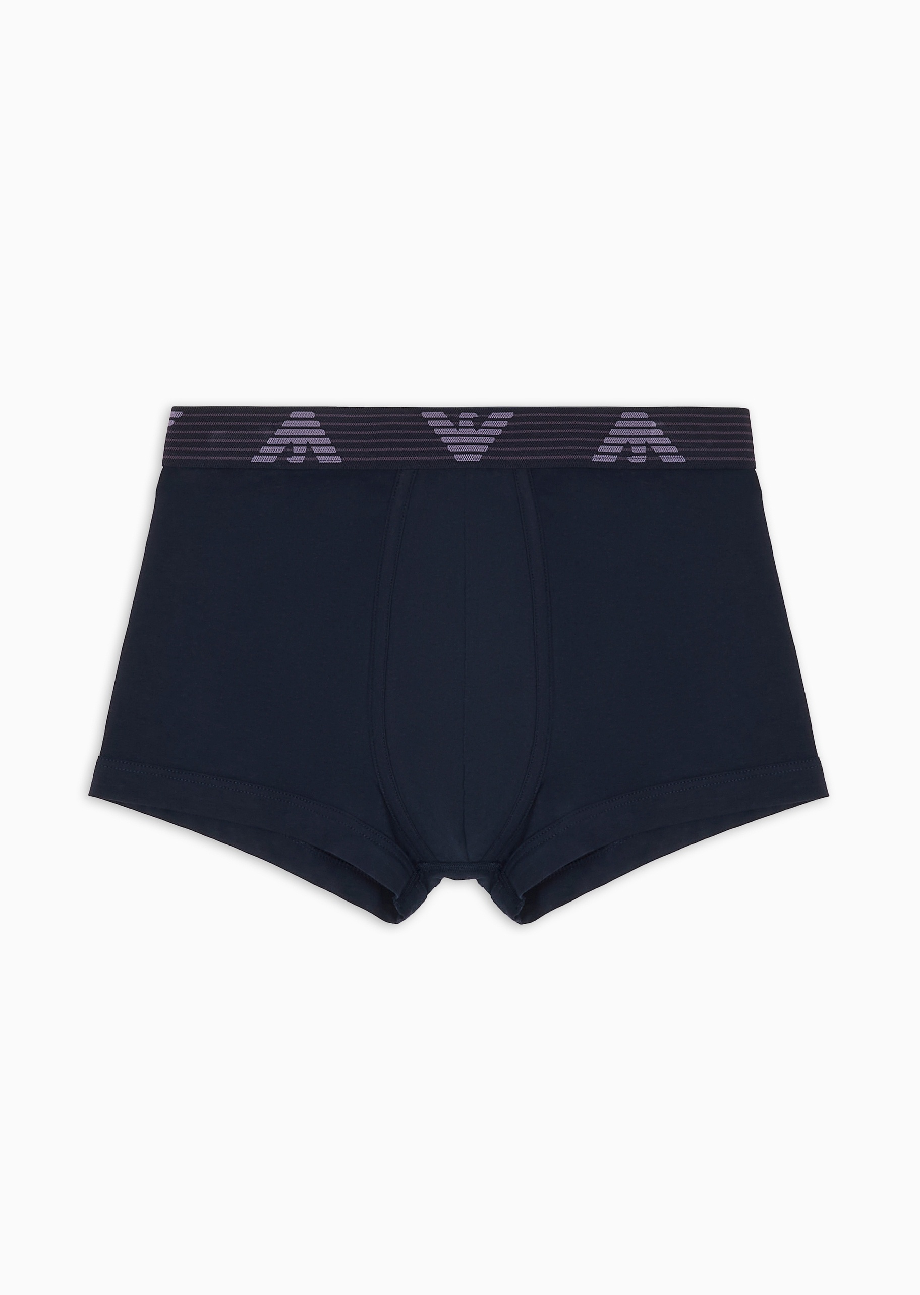 Emporio Armani 男士纯棉弹力平角条纹鹰标饰边内裤