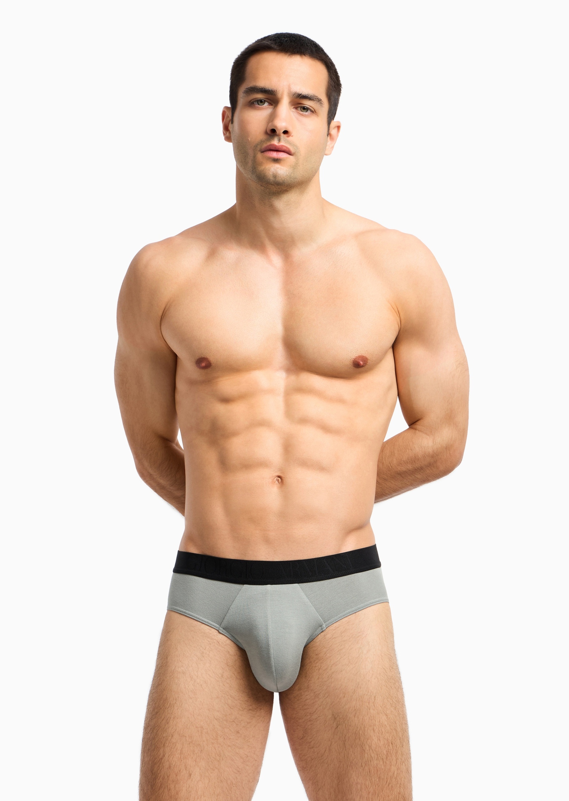 Giorgio Armani 男士莫代尔弹力修身三角三条装内裤套装