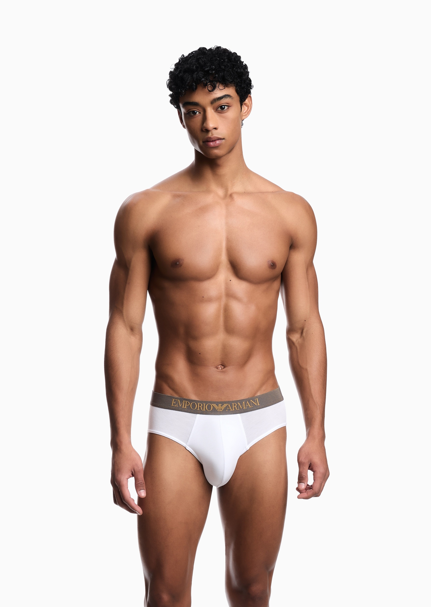 Emporio Armani 男士人造棉弹力三角两条装内裤套装