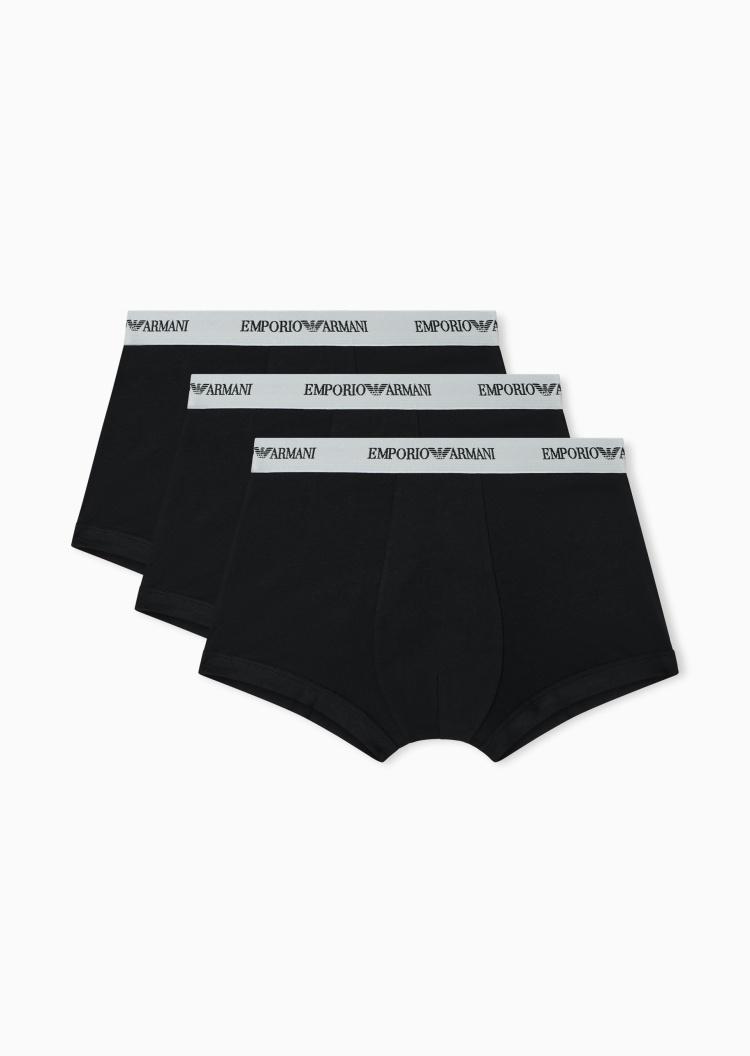 Emporio Armani 男士三条装纯棉弹力平角内裤套装轻奢礼物