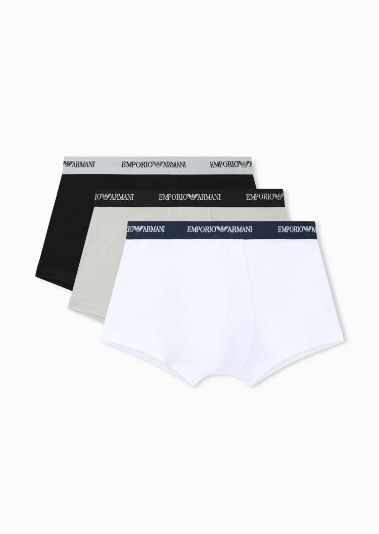 Emporio Armani 男士三条装纯棉弹力平角内裤套装轻奢礼物