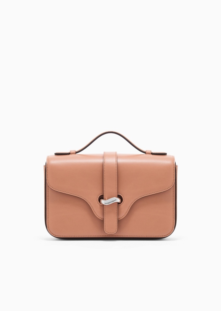 Emporio Armani 女士小号翻盖横款调节肩带单肩斜挎手提包