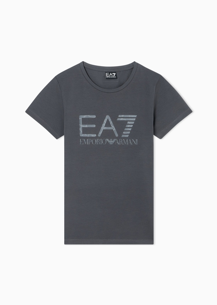 EA7 女士弹力修身短袖圆领徽标印花运动轻薄T恤