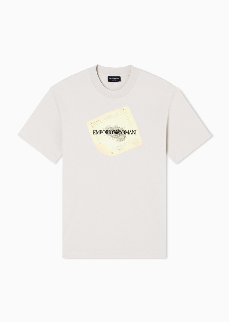 Emporio Armani 男士纯棉合身短袖圆领LOGO刺绣T恤