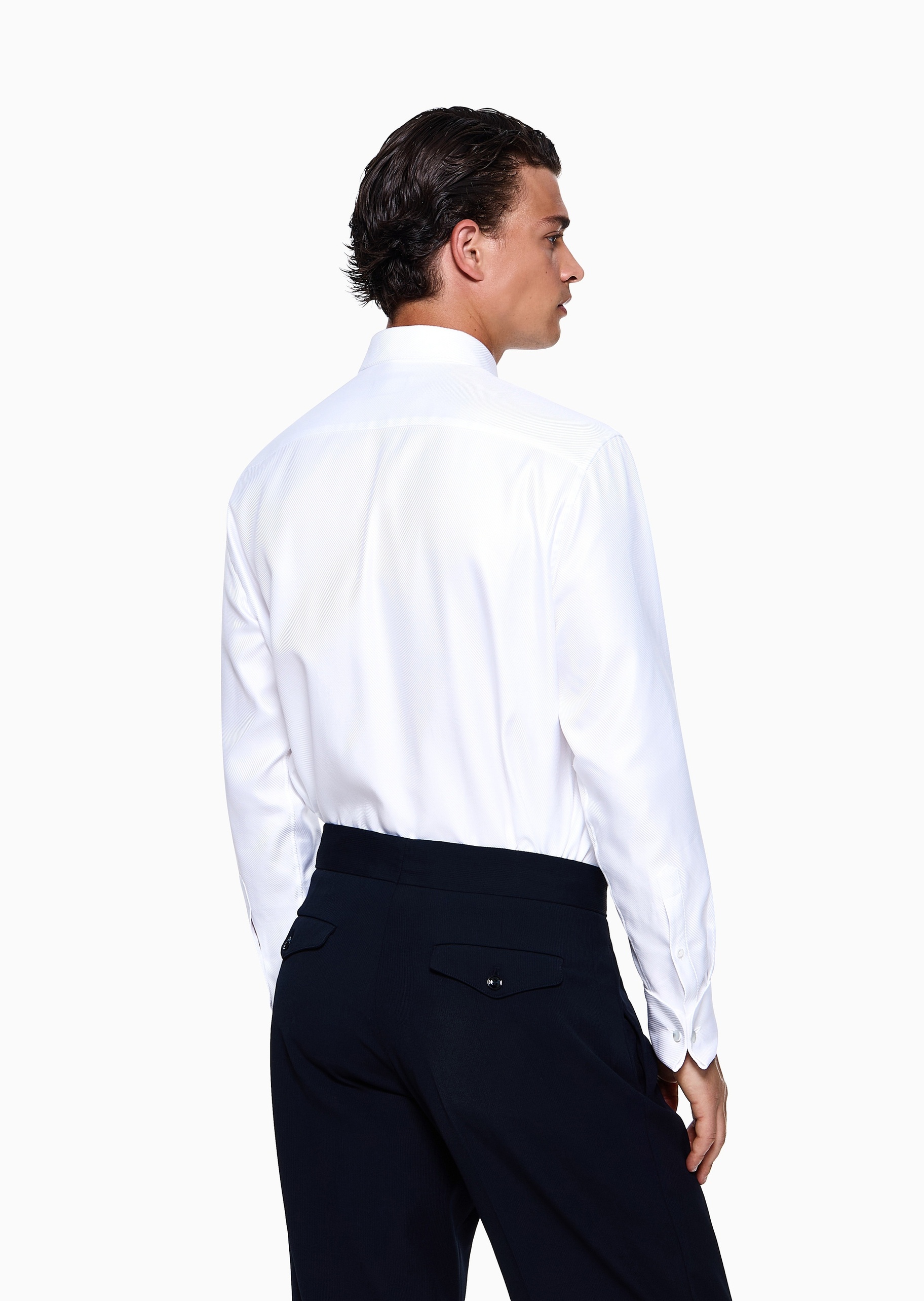 Giorgio Armani 男士秀场同款纯棉长袖西装衬衫白上衣