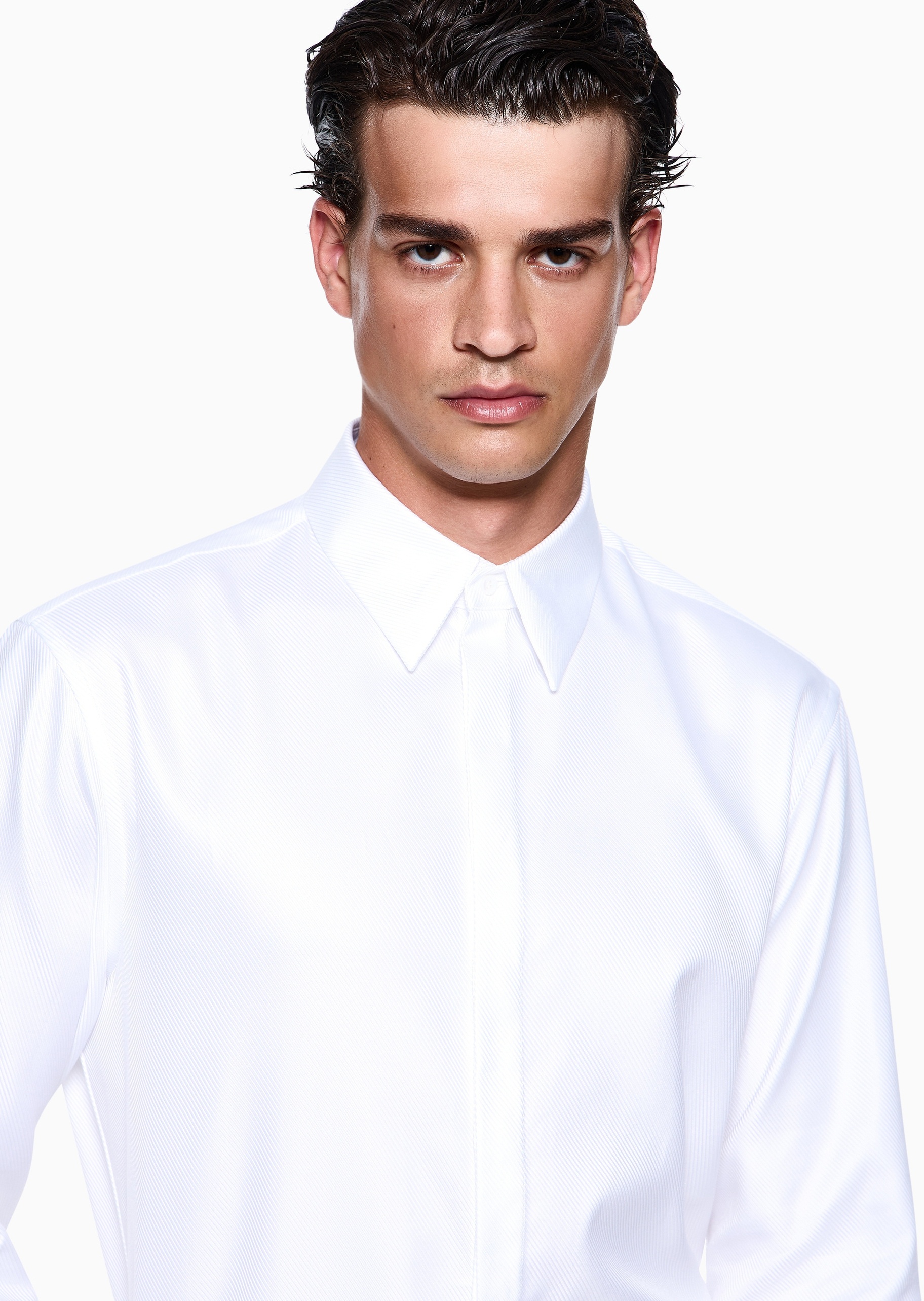 Giorgio Armani 男士秀场同款纯棉长袖西装衬衫白上衣