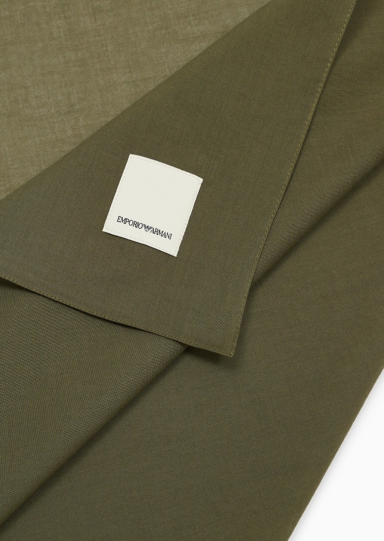 Emporio Armani 可持续系列男士全棉正方形纯色丝巾