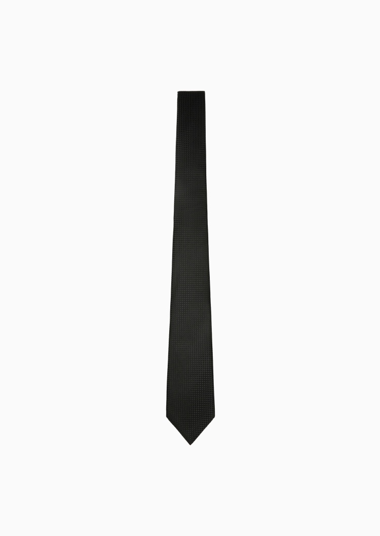 Emporio Armani 男士桑蚕丝手打箭头型通体格纹提花领带