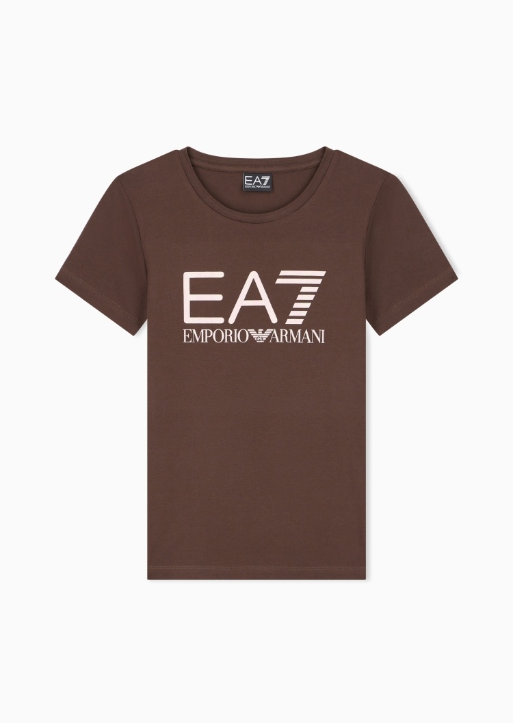 EA7 女士重磅修身短袖圆领正肩印花运动风T恤