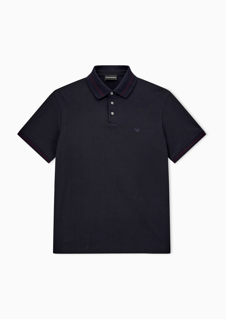 Emporio Armani 男士纯棉短袖翻领刺绣Polo衫
