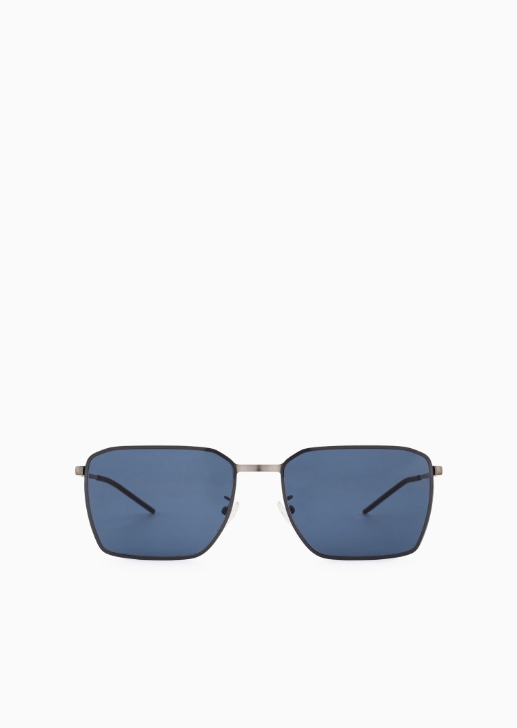 Emporio Armani 男士方形金属细框复古时尚太阳眼镜墨镜