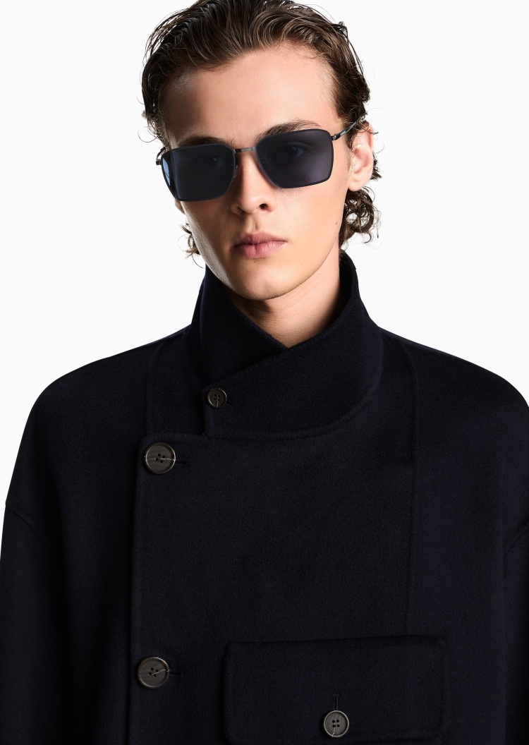 Emporio Armani 男士方形金属细框复古时尚太阳眼镜墨镜