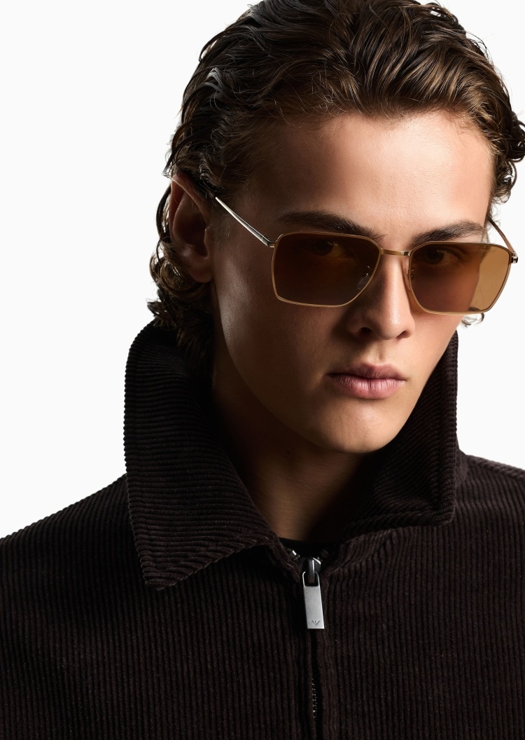 Emporio Armani 曾舜晞同款男士方形金属细框太阳眼镜墨镜