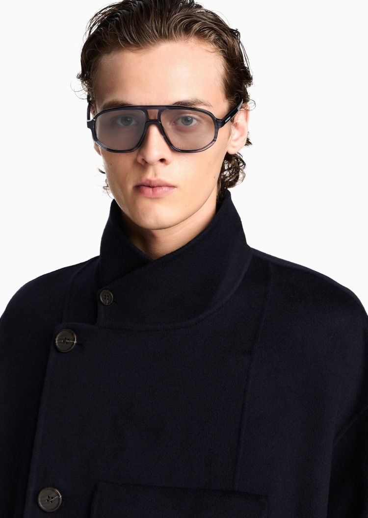 Emporio Armani 男士飞行员形复古玳瑁太阳眼镜墨镜