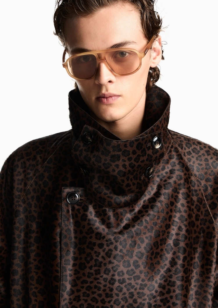 Emporio Armani 男士飞行员形复古玳瑁太阳眼镜墨镜