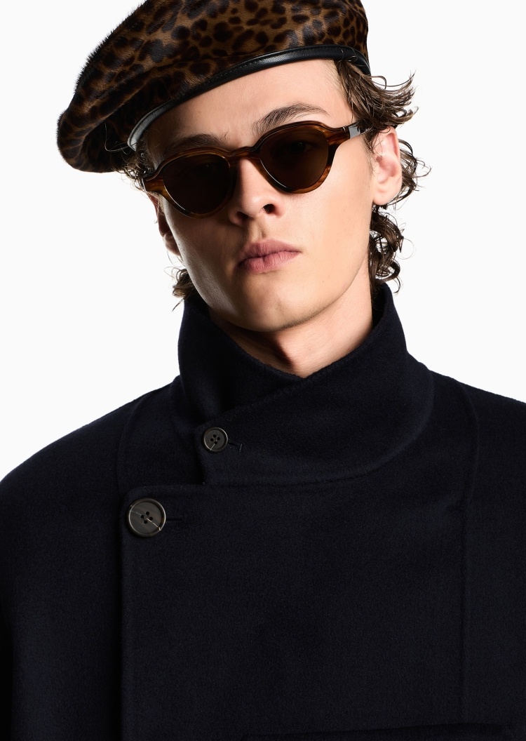 Emporio Armani 男士不规则形复古玳瑁太阳眼镜墨镜