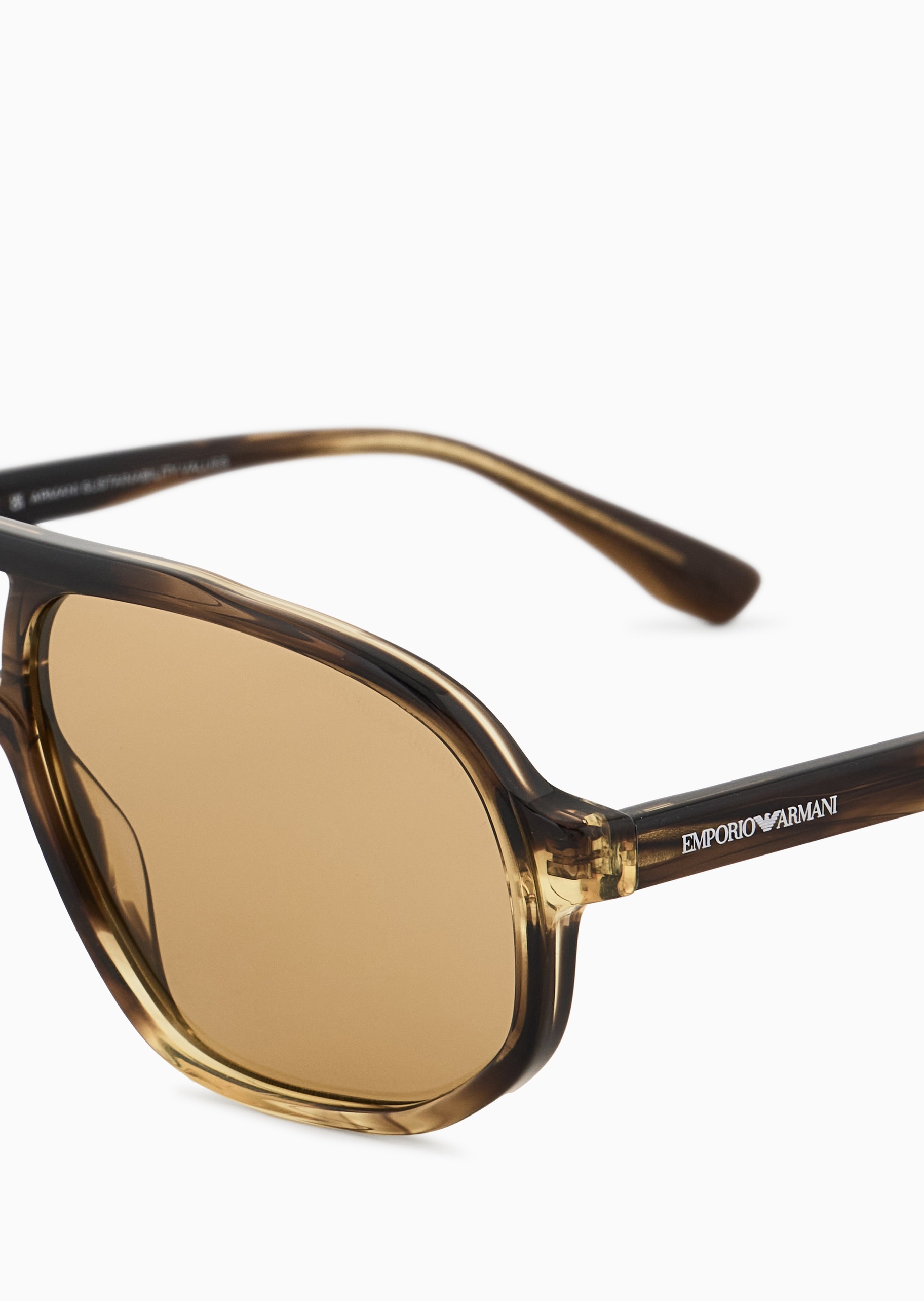 Emporio Armani 男士飞行员形复古玳瑁太阳眼镜墨镜