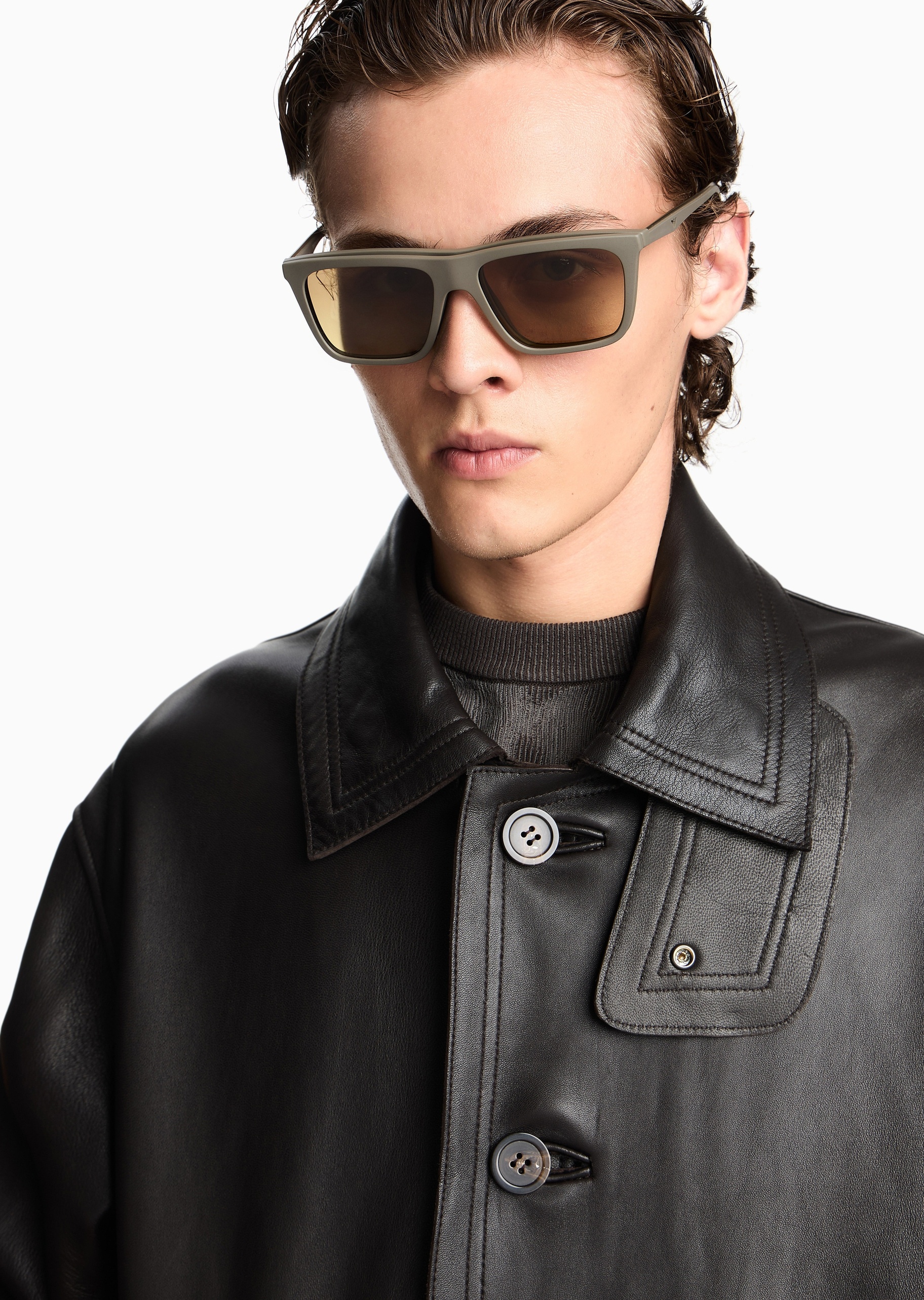 Emporio Armani 男士方形替换镜片经典鹰标太阳眼镜墨镜