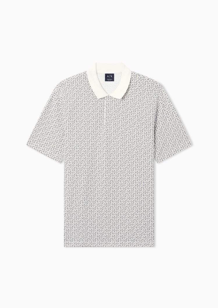 ARMANI EXCHANGE 男士短袖翻领满印休闲Polo衫