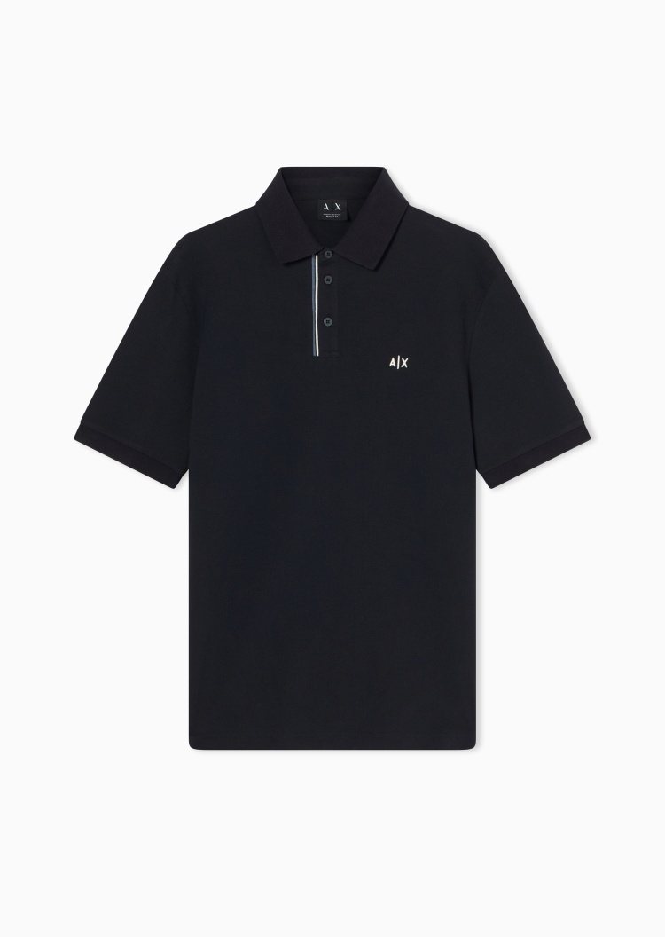 ARMANI EXCHANGE 男士珠地纯棉短袖翻领刺绣Polo衫
