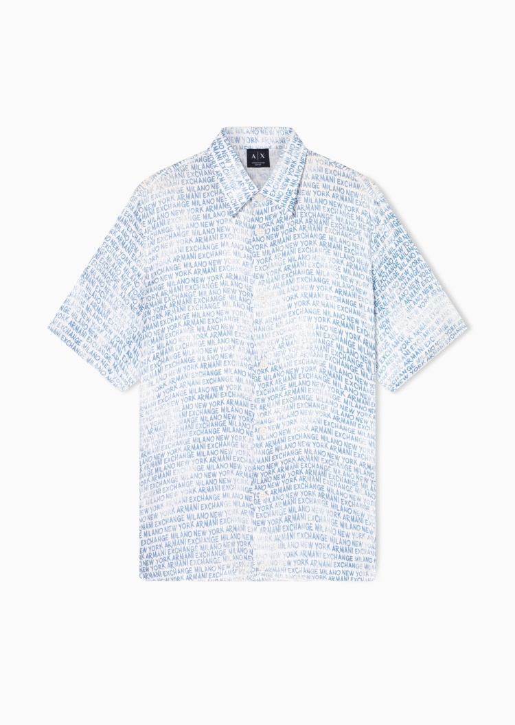 ARMANI EXCHANGE 男士短袖翻领纽扣门襟潮流个性衬衫