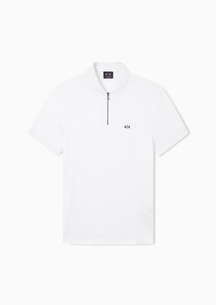 ARMANI EXCHANGE 男士翻领半拉链短袖刺绣凉感Polo衫
