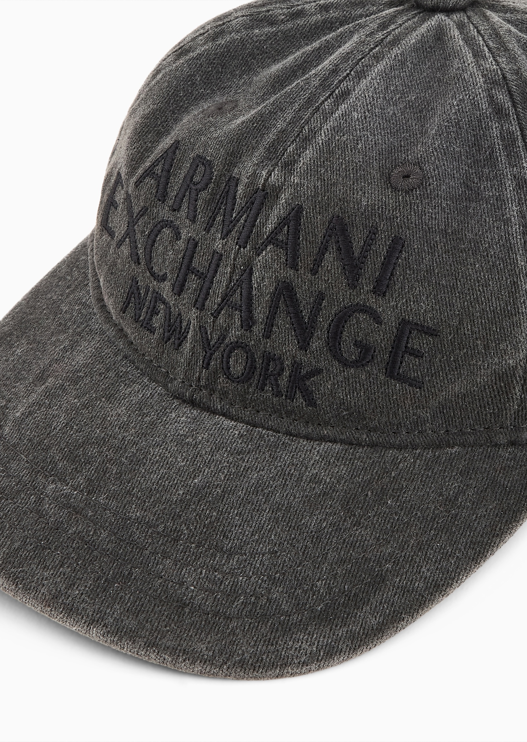 ARMANI EXCHANGE 男士纯棉魔术贴圆顶弯檐刺绣棒球帽
