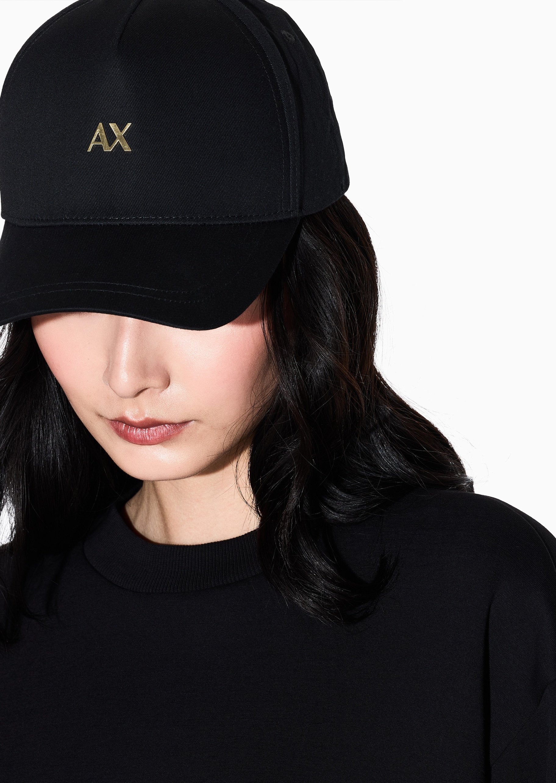 ARMANI EXCHANGE 女士纯棉排扣圆顶弯檐撞色休闲棒球帽