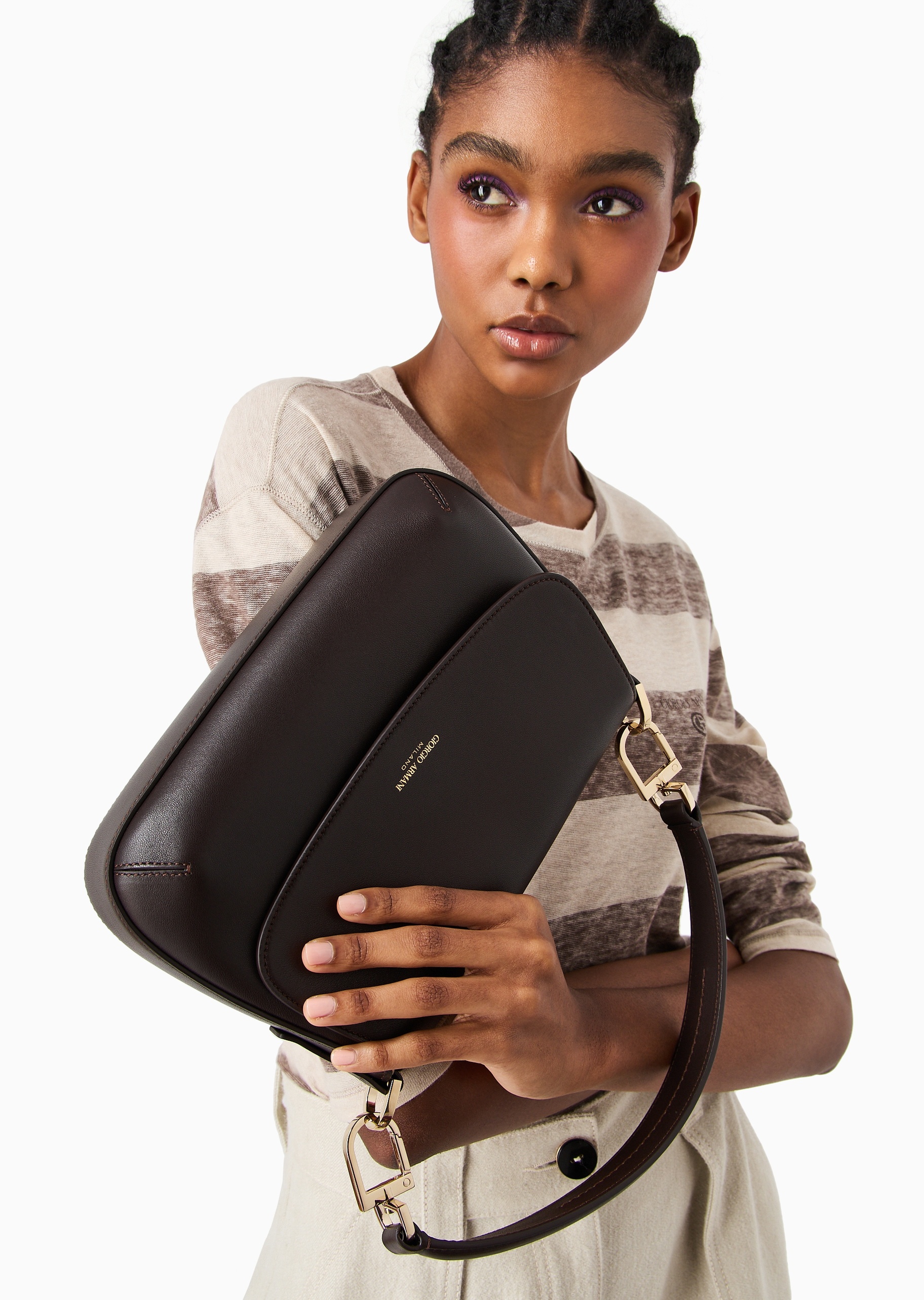 Giorgio Armani 女士羊皮革商务通勤休闲单肩手提斜挎包