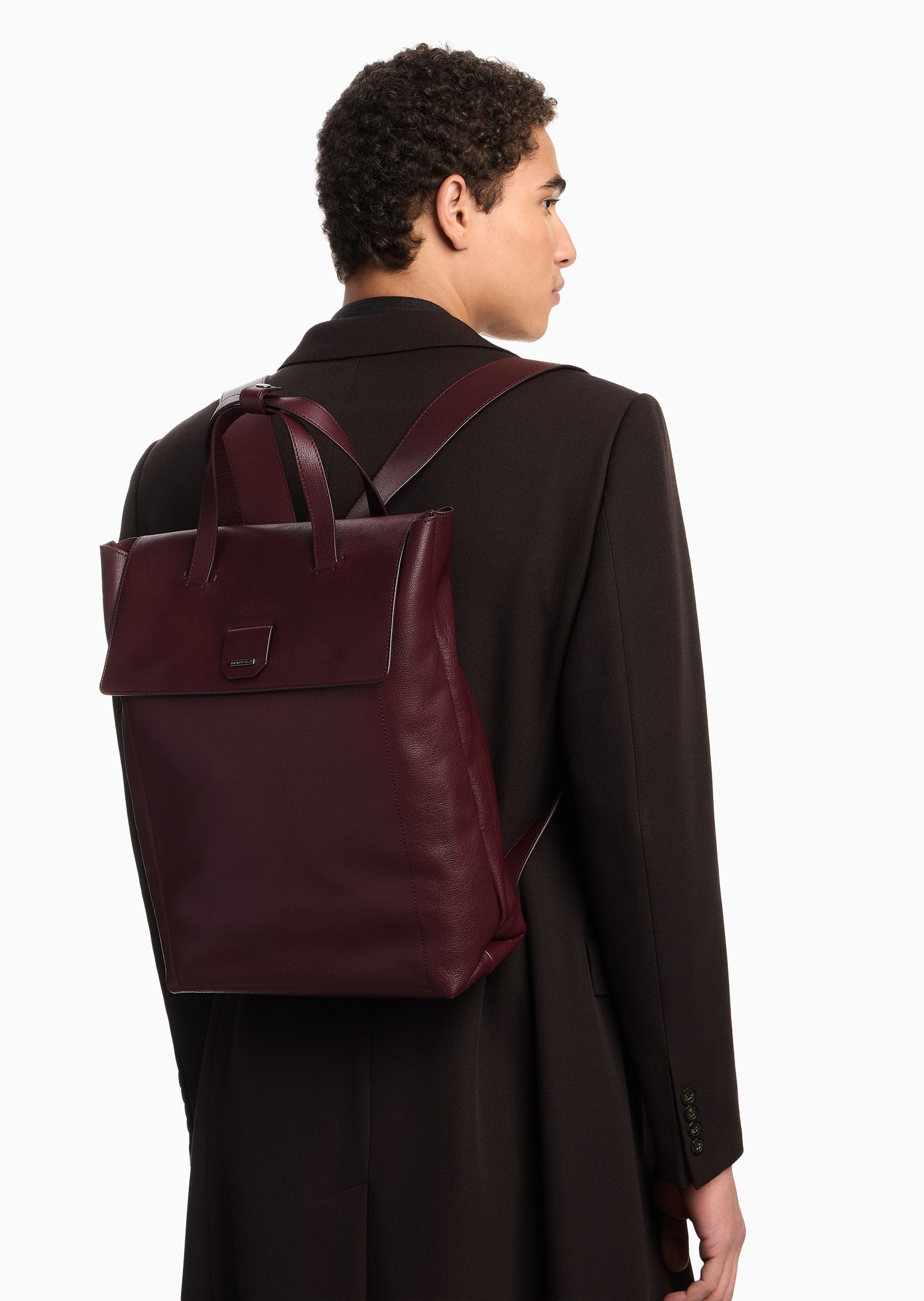 Emporio Armani 男士牛皮革商务休闲手提双肩公文包