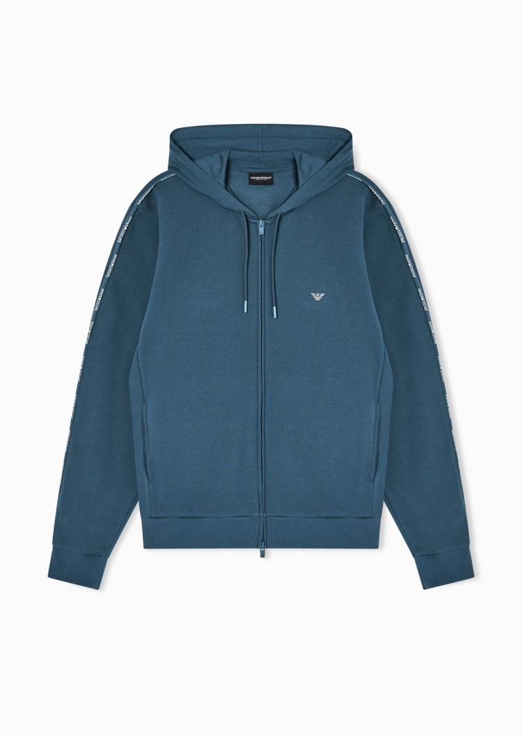 Emporio Armani 男士长袖连帽拉链刺绣卫衣家居服