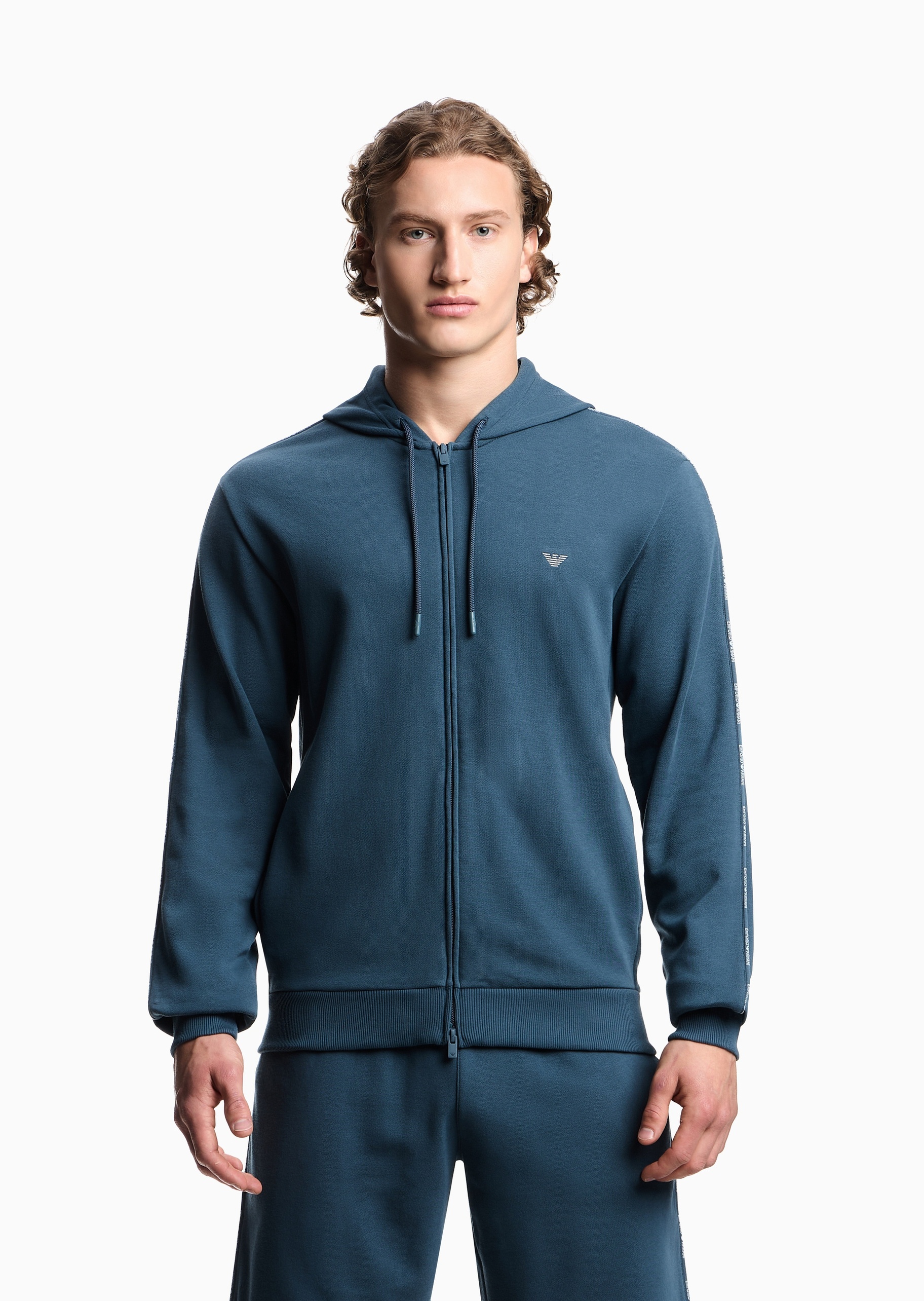 Emporio Armani 男士长袖连帽拉链刺绣卫衣家居服