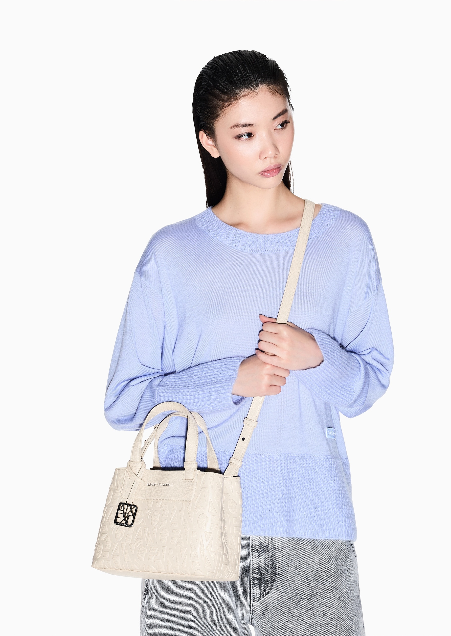 ARMANI EXCHANGE 女士商务通勤压花单肩手提托特包