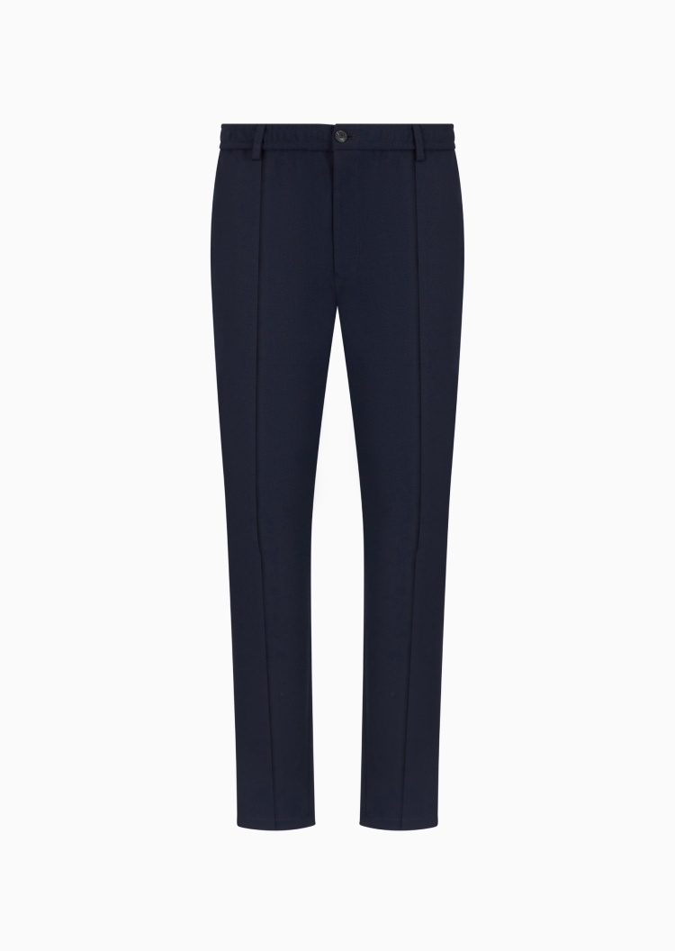 Emporio Armani 男士微弹合身长款直筒纯色休闲裤