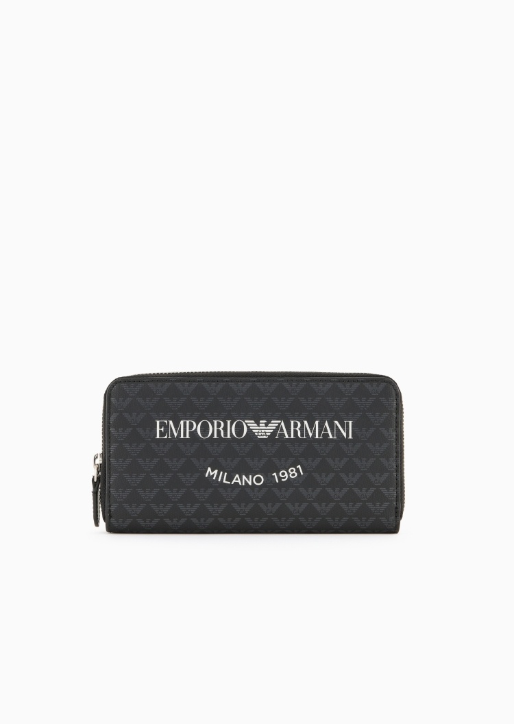 Emporio Armani 女士环绕拉链长款多卡位印花手拿钱包