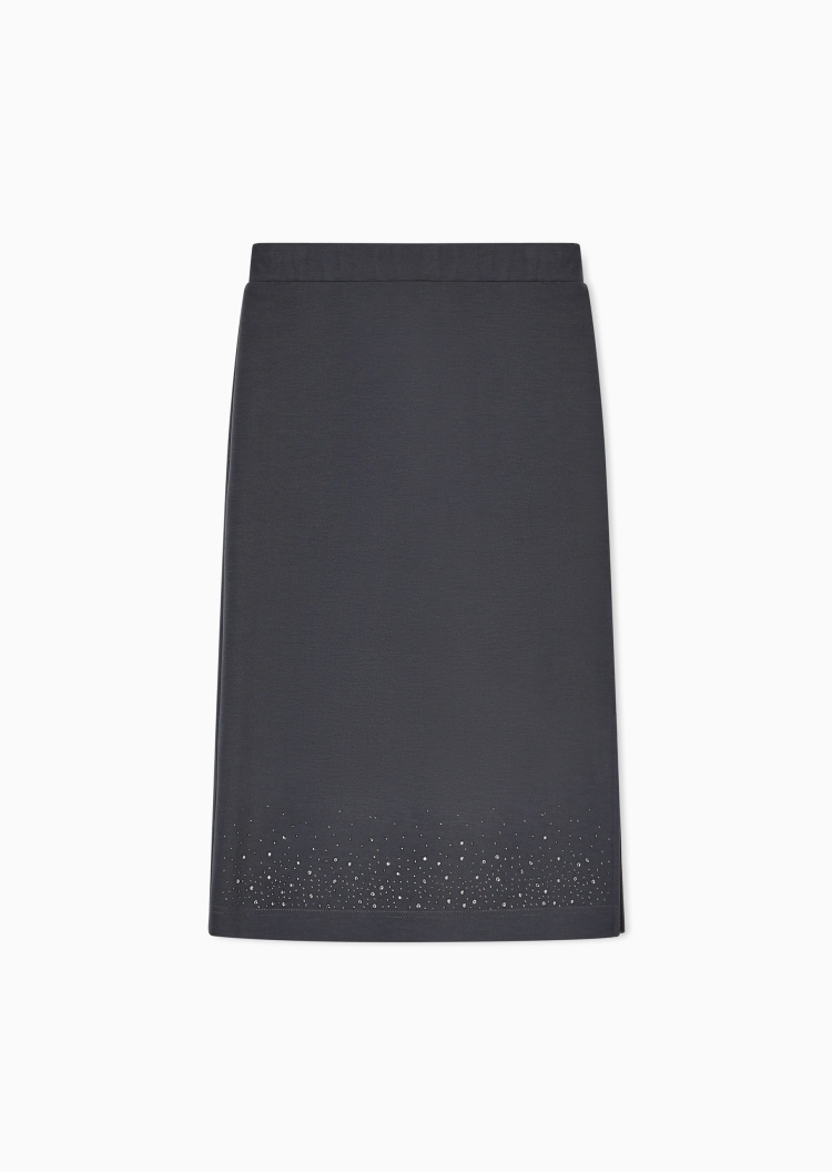 EA7 女士弹力松紧腰水钻侧开衩半身裙